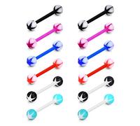 FECTAS 6 Paar Plastik Zungenpiercing Brustwarzenpiercing Bioflex Flexibel Kunststoff 16mm Piercing Set