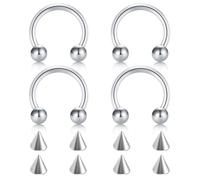 FECTAS Hufeisen Ringe Chirurgenstahl Nase Septum Hufeisen Ohrring Augenbraue Tragus Lippen Ringe Daith Helix Piercing Schmuck für Frauen Männer 18g 10mm Silber