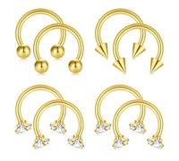 FECTAS Nasenpiercing Ring 16g Edelstahl Septum Piercing 8mm Nasenring Gold Hufeisen Nase Ring Piercing Schmuck