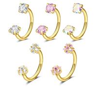 FECTAS Nasenpiercing Ring 18g Edelstahl Septum Piercing 8mm Nasenring Gold Hufeisen Nase Ring Piercing Schmuck