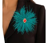 Feder Blumen Brosche Feder Blume Broschen for Frauen Bankett Hochzeit Party Revers Pins Corsage Vintage-Schmuck Zubehör Für Frauen Und Mädchen(Color-03)