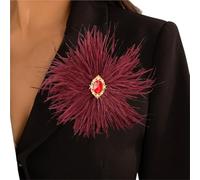 Feder Blumen Brosche Feder Blume Broschen for Frauen Bankett Hochzeit Party Revers Pins Corsage Vintage-Schmuck Zubehör Für Frauen Und Mädchen(Color-02)