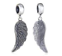 Feder-Charm, 925er-Sterlingsilber, Flügel-Charm, Engel-Charm, Herz, Liebe, Jahrestag, Charm für Pandora-Charm-Armband