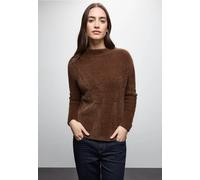 Strickpullover STREET ONE, Damen, Gr. 38, hazelnut braun, Stoff, 78% Polyamid, 12% Polyacryl, 10% Baumwolle, unifarben, normal normal, U-Boot-Ausschnitt, abgesteppt, Pullover, Grobstrick (54902968-38)