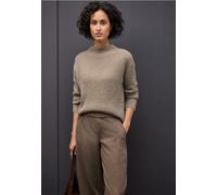 Stehkragenpullover STREET ONE, Damen, Gr. 44, mocha glow, Stoff, 55% Polyester, 45% Baumwolle, unifarben, normal normal, hoch geschlossener Ausschnitt, Rippbündchen, Pullover Stehkragenpullover, mit S