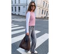 Pullunder STREET ONE STUDIO, Damen, Gr. 46, rosa (pearly rose), Web, 86% Polyamid, 14% Baumwolle, unifarben, normal normal, Rundhals, abgesteppt, Pullover Pullunder, mit Federgarn (50507864-46) pearly