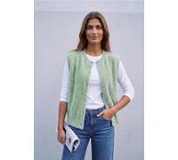 Kurzweste STREET ONE STUDIO, Damen, Gr. 44, grayed mint, Stoff, 78% Polyamid, 22% Baumwolle, unifarben, normal normal, Rundhals, Westen, mit Federgarn (25282527-44) grayed mint