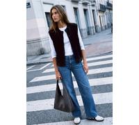 Kurzweste STREET ONE STUDIO, Damen, Gr. 40, schwarz, Stoff, 78% Polyamid, 22% Baumwolle, unifarben, comfort fit normal, Rundhals, Westen, mit Federgarn (77598515-40) schwarz