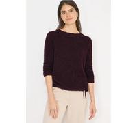 Langarmshirt CECIL, Damen, Gr. S (38), eggplant rot, Stoff, 65% Polyamid, 23% Polyester, 12% Viskose, gemustert, normal normal, U-Boot-Ausschnitt, abgesteppt, Shirts Langarmshirt, mit Tunnelzug am Sau