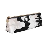 Federmäppchen aus Leder mit gelbem Sonnenblumenfeld, dreieckig, für Mädchen und Jungen, mit Reißverschluss, Federmäppchen, Stifttasche, Organizer für Studenten, Schule, Büro, Universität, Wilde Elch