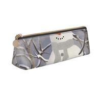 Federmäppchen aus Leder mit gelbem Sonnenblumenfeld, dreieckig, für Mädchen und Jungen, mit Reißverschluss, Federmäppchen, Stifttasche, Organizer für Studenten, Schule, Büro, Universität, Weißer Baum