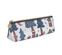 Federmäppchen aus Leder mit gelbem Sonnenblumenfeld, dreieckig, für Mädchen und Jungen, mit Reißverschluss, Federmäppchen, Stifttasche, Organizer für Studenten, Schule, Büro, Universität, Bäume und