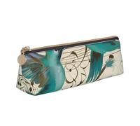 Federmäppchen aus Leder mit gelbem Sonnenblumenfeld, dreieckig, für Mädchen und Jungen, mit Reißverschluss, Federmäppchen, Stifttasche, Organizer für Studenten, Schule, Büro, Universität, Musiknoten