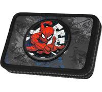 Federmäppchen COOLPACK "Etui XL, Marvel, Spider Man, mit 2 Reißverschlüssen", Kinder, bunt (spider man), Polyester, Schreibgeräteetuis Federmäppchen, befüllt (16530341-0) spider man