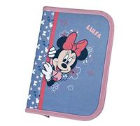 Federmäppchen für Mädchen mit Namen Bedruckt | Minnie Mouse in Flieder & rosa | Gefülltes Schüler-Etui Personalisierte Federtasche