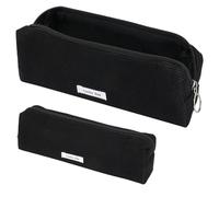 Federmäppchen, Mäppchen Cord-Stoff, Schlamppermäppchen Damen, Federmäppchen Mädchen, Federtasche Stiftetasche Stiftemappe, Pencil Case, Cord Federtasche für Mädchen Teenager Schule, Büro (Schwarz)