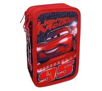 Federmäppchen mit 3 Reißverschlüssen, Disney, Cars, mit mehreren Fächern, 44-teilig, Farben Giotto, 20 x 13 x 6 cm, rot, Modern