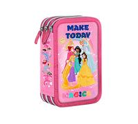 Federmäppchen mit 3 Reißverschlüssen für Mädchen, Prinzessinnen, Kindergarten, Grundschule, mit 3 passenden Klebstoffen