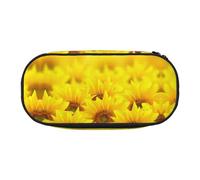 Federmäppchen mit Reißverschluss, Motiv: gelbe Sonnenblume, niedlich, ästhetisch, großes Fassungsvermögen, tragbar, Schreibtisch-Organizer für Erwachsene, Schwarz , Einheitsgröße, Taschen-Organizer