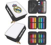 CERDÁ Federmäppchen Giotto Real Madrid – Dreifach-Schuletui mit Stiften, 12,5x6,5x19,5 cm