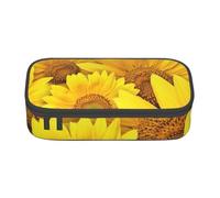 Federmäppchen, Motiv: Sonnenblumen, gelbe Blumen, großes Fassungsvermögen, Schreibwaren-Tasche, Stifthalter, Schreibtisch-Organizer für Schule, Bürobedarf, Schwarz , Einheitsgröße, Kosmetiktasche