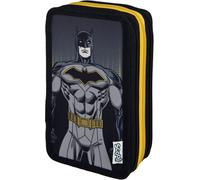Federmäppchen SCOOLI "Tripledecker", Kinder, schwarz (batman), Polyester, Schreibgeräteetuis Federmäppchen (17758303-0) batman