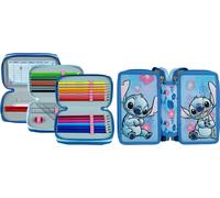 Federmäppchen SCOOLI "Tripledecker, Lilo & Stich", Kinder, lilo, stitch, Polyester, Schreibgeräteetuis, befüllt, inklusive Geodreieck (88235204-0) lilo, stitch