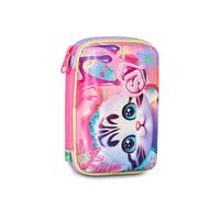 Federmäppchen SJ Girl Speed Pad 3D Seven - Cat Air Kätzchen - Hartschalenetui mit Schreibwaren für Kinder + Schlüsselanhänger mit Pailletten und Stift, mehrfarbig