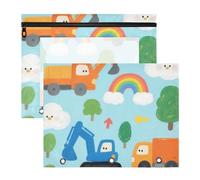 Federmäppchen, tragbar, 3 Löcher, für A4-Papier, Briefe, 2 Stück, für Lehrer, Zuhause, niedlicher Cartoon, bunter LKW