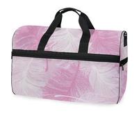 Federrosa und weiße Reisetasche für Herren, Damen, Jungen, Mädchen, Teenager, übergroße Sporttasche mit Schuhfach, für Übernachtung, Wochenende, Yoga, Workout, Trainingshandtasche, #01, Einheitsgröße,