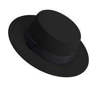 Fedora-Hüte mit breiter Krempe für Damen und Herren, klassischer Filz-Panamahut, zweifarbig, Kleid mit Gürtelschnalle, Schwarz, MEDIUM
