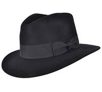 Fedora-Hut für Herren oder Damen, 100 % Wolle mit Ripsband, Trilby-Panama-Hüte, Schwarz , 59