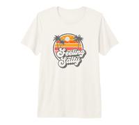 Feeling Salty Funny Retro Beach Sunset Pun 70er Jahre Vintage Graph Premium T-Shirt