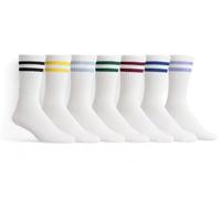 feelzone Retro Tennissocken Bambus Socken Herren & Damen - 4 Paar Crew Socks, Sportsocken, super-soft, ideal für Sport & Freizeit (DE/NL/SE/PL, Numerisch, 42, 47, Regular, Regular, gelb/blau)