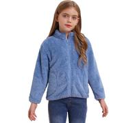 FEESHOW Baby Kinder Flauschige Fleece Jacke mit Stehkragen Mädchen Jungen Warme Herbst Winterjacke Mantel Jacket Coat Outwear Blau_C 92-98
