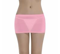 FEESHOW Damen Basic Transparent Rock Kurz Bleistiftrock Unterrock Super Weich Stretch Etui Minirock Skirt Bodycon Dessous Nachtwäsche Pink Einheitsgröße