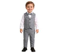 FEESHOW Jungen Anzüge Festlich Gentleman Set Fliege Hemd Anzugsweste Hose 3tlg Kinder Baby Kleidung Set Für Hochzeit Taufe Geburtstag