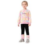 FEESHOW Kinder Baby Mädchen Bekleidungsset Winter Blumenmuster Langarm Flanell Sweatshirt Und Hose Warme Sport Set Pink Schwarz 104-110