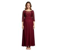 FEESHOW Schwangerschaft Umstandskleid Festlich Ballkleider Umstandsabendkleid Spitze Lang Abendkleid Cocktail Chiffon Lange Kleider Geschenk Burgund S