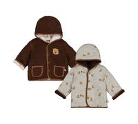 Feetje Plüsch-Wendejacke mit Kapuze Biber 62 hellgrau melange/braun