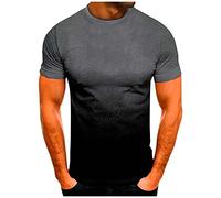 FeiBeauty Bauchfreie Tops Tennis Shirt Herren T Shirt V Ausschnitt Herren Shirt Herren Kurzarm Männer Gradient Rundhals T-Shirt Sommer Locker Streetwear Hemden (Grau, XL)