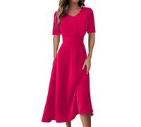 FeiBeauty Damen Kleider Sommer Midi Strickkleid Schwarz Langes Kleid Elegant Für Hochzeit Wickelkleid Leder Herbstkleid Midikleid Tanzkleid Mittelalter Mädchen
