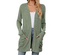 FeiBeauty Damenbekleidung Cardigan Damen Sommer Strickjacke Leicht Einfarbig Langarm Herbst Open Front Sweater Strickcardigan Mit Taschen Longstrickjacke Dünne