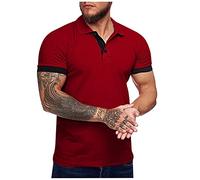 FeiBeauty Depeche Mode T-Shirt Herren Kurzarmhemd Schwimm Shirt Herren Polo Shirts Herren Kurzarm Männer Revers Hemd Mit Taste Einfarbig Casual Kurzarmhemd Schwarze Unterhemden Herren (Wein, 6XL)