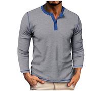 FeiBeauty Herren-T-Shirt Halloween Tshirt Herren Schwarzes Hemd Herren Waffel Button Down Henley T-Shirt Herbst Winter MäNner Basic Langarmshirt Batik Shirt (Light Gray, XXL)