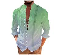 FeiBeauty Herren Tshirt Golf Poloshirt Herren Slim Fit T-Shirt Herren Drucken Langarm Hemd Mit KnöPfen Blatt Muster LäSsige Strandhemd Regular Fit Herbst Winter Langarmhemd WeißEs Hemd (Green, M)