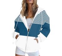 FeiBeauty Hoodie Damen Oversize Pullover Gestreiftes Langarm Sweatshirt Jacke Mit Kapuze Casual Basic Full Zip Kapuzenjacke Frühling Sweatjacke