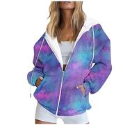 FeiBeauty Kapuzenjacke Damen Sportbekleidung Für Batik Drucken Langarm Sweatshirt Jacke Mit Kapuze Leicht Basic Hoodie Sweatjacke