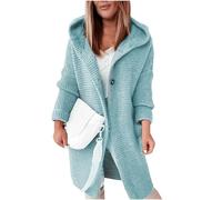 FeiBeauty Longcardigan Für Damen Langer Cardigan Strickjacke Lang Mit Kapuze Bauchfreies Oberteil Bequeme Hose Steampunk Jacke Arbeitsjacke Schwarzer Pullover