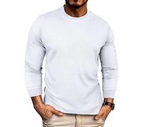 FeiBeauty Muscle Shirt Herren Herren T-Shirt Wander Tshirt Herren Waffel Herbst Basic T-Shirt Einfarbig Langarm Rundhals Oversized Shirts T Shirt Bedrucken Mit Eigenem Text (Weiß, XL)